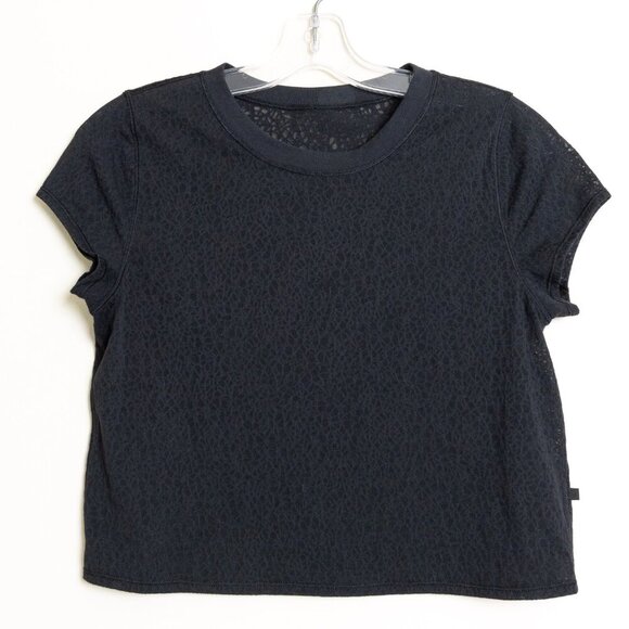 Lululemon Hint of Sheer Tee Cropped Top Black - Picture 4 of 10